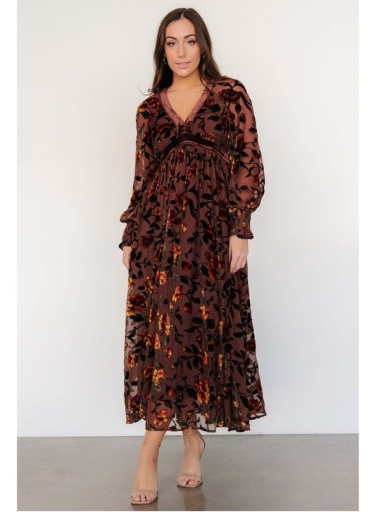 in loom Dresses & Skirts - NWT In Loom Velvet Burnout Floral Midi Dress, Size M